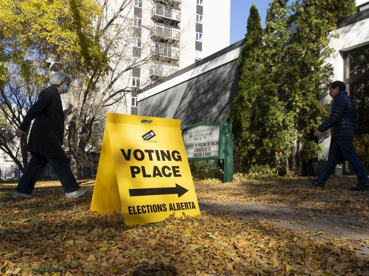 Advance voting for the Alberta Referendum at Grace Lutheran Church was busy when the doors opened this morning but slowed down in the early afternoon on Tuesday, October 13, 2026 in Edmonton.
