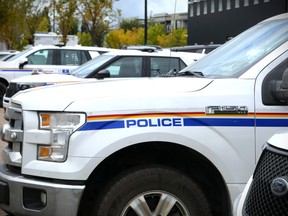 Police vehicles lined up in the Wood Buffalo RCMP Timberlea Detachment. Fort McMurray Alta, Sept. 14, 2026. Photo by Itoro Umanah/Fort McMurray Today/Postmedia Network.