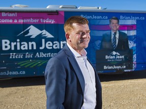 Former Wildrose leader Brian Jean stands near his campaign RV after launching his bid for leadership of the new United Conservative Party at an event near Airdrie on Monday July 24, 2017.