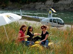 a scenic flight through the North Saskatchewan river valley followed by a romantic picnic