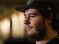 Former drug dealer and addict Utah Johanson poses for a photo while attending a Parents Empowering Parents (PEP) forum on the coming legalization of marijuana and the challenges facing youth, in Sherwood Park on Tuesday, Nov. 21, 2017.