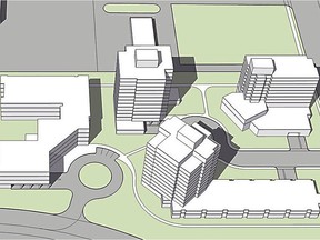 A landowner proposes to build an assisted living seniors complex, two condo buildings, row houses and a hotel on land near 97 Street and 157 Avenue in Eaux Claires.