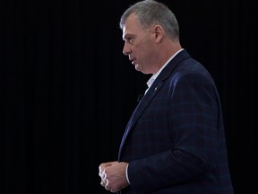 CFL commissioner Randy Ambrosie speaks with the media during his State of the League address on Nov. 24, 2017