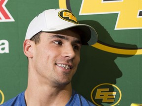 Brandon Zylstra speaks at the Edmonton Eskimos year-end availability on Tuesday November 21, 2017 in Edmonton.