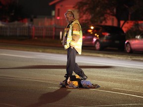 Police blocked off 82 Street between 127 Avenue and 130 Avenue earlier this month after a truck hit a pedestrian and took off.