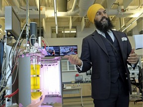 Federal New Democratic Party (NDP) Leader Jagmeet Singh tours the NAIT Alternative Energy Centre on Friday November 17, 2017. Singh was visiting Edmonton for the first time since being elected the leader of the federal NDP.