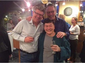 Former Edmonton Eskimos player Tom Towns, top right, shown here with friends Peter Northcott, left, and Sang Tran, is a partner in Klein's Fine Jewelry.