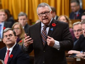 Minister of Public Safety Ralph Goodale stands during question period in the House of Commons on on Parliament Hill in Ottawa on Tuesday Nov. 7, 2017. THE CANADIAN PRESS/Sean Kilpatrick