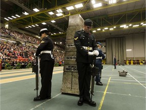City of Edmonton Butterdome Remembrance Day Service Cenotaph honour guards takes part in the City of Edmonton Butterdome Remembrance Day Service on Saturday November 11, 2017, in Edmonton.
