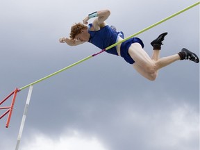 File: Shawn Barber clears 5.61 metres during the senior men's pole vault final at the 2016 Canadian Track and Field Championships at Foote Field in Edmonton on Saturday, July 9, 2016.