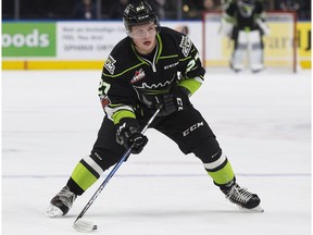 The Edmonton Oil Kings forward Trey Fix-Wolansky during first period WHL action against the Portland Winterhawks at Rogers Place in Edmonton Saturday Nov. 25, 2017. Fix-Wolansky scored the overtime winning in a 6-5 victory at the Lethbridge Hurricanes on Friday.