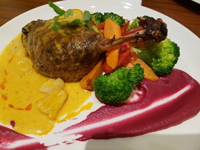 Chef Shon Vichitvorakul's confit duck leg with fruit curry is original and superb.