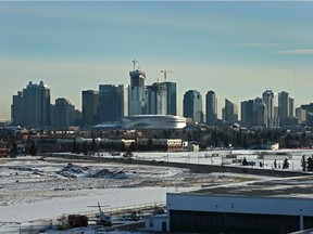 Skyline taken from the airport control tower at the Blatchford Redevelopment in Edmonton, December 4, 2017.