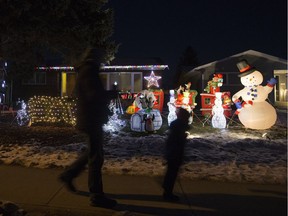 Candy Cane Lane lights up along 148th Street between 92nd and 100th Avenues in support of the Edmonton Food Bank on Friday December 8, 2017 in Edmonton.