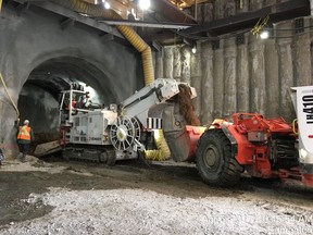The new NATM technology being used to dig the Valley Line LRT tunnels. This photo was taken on April 6, 2017.