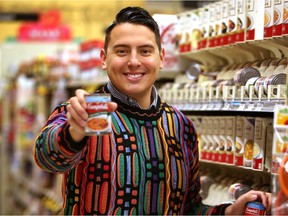 Dan Johnstone aka Dan the Can Man, 2015 Adopt-a-Teen Honorary Chair, poses at an Edmonton grocery store on Wednesday, December 2, 2015.