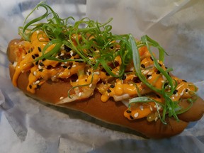 The "Korean Abdul Jabbar" Asian-style hot dog by Mayday Dogs