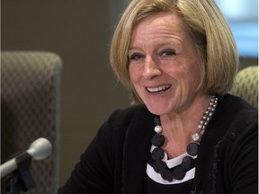 Premier Rachel Notley addresses an emergency provincial cabinet meeting following the latest setback on the Trans Mountain pipeline expansion at the Federal Building Wednesday, Jan. 31, 2018.