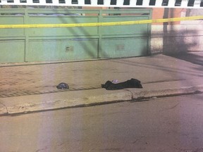 Crime scene photos taken after a March 2016 fatal shooting outside a Whyte Avenue area nightclub were submitted as exhibits at a first-degree murder trial of Arman Dhillon on Jan. 22, 2018.