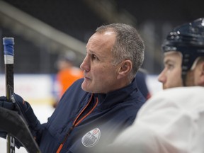 Former Edmonton Oilers defenceman Paul Coffey was on the ice at Rogers Place with the Edmonton Oilers for the first time in his new role with the NHL club on January 21, 2018 in Edmonton.