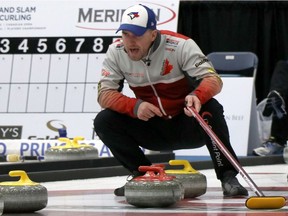 Steve Laycock competes in the the Meridian Canadian Open Grand Slam of Curling in Camrose on Friday, Jan. 19, 2018.