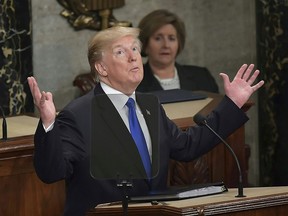 U.S. President Donald Trump delivers the State of the Union address at the US Capitol in Washington, D.C., on Jan. 30, 2018. (MANDEL NGAN/AFP/Getty Images)