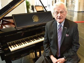 EDMONTON, ALTA: MARCH 30, 2016 -- Tommy Banks will be playing this special limited edition, first one of 12 units, Bösendorfer Oscar Peterson Signature Series which commemorates his 90th birthday, at a fundraiser on Thursday night in Edmonton, March 30, 2016.