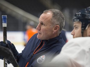 Hall of Fame defenceman Paul Coffey was on the ice at Rogers Place, working with the Edmonton Oilers for the first time in his new role with the NHL club January 21, 2018 in Edmonton. (Shaughn Butts / Postmedia)