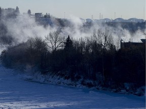 Steam rises from the Gold Bar wastewater treatment plant where Epcor wants to expand a parking lot to accommodate employees.