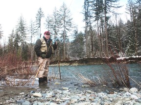 Neil fly-fishing for steelhead on Vancouver Island's Cowichan River.