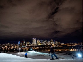 Night skiers at the Edmonton Ski Club have an amazing view of downtown on a clear winter night.