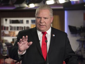 Ontario Conservative Party leadership candidate Doug Ford at TVO headquarters in Toronto, where the first leadership debate was held on Thursday February 15, 2018. (Stan Behal/Toronto Sun)