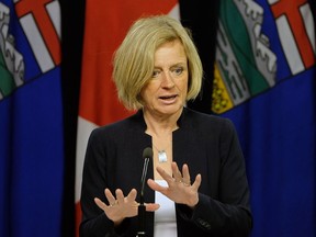 Alberta Premier Rachel Notley held a news conference in Edmonton on Monday February 12, 2018 to provide an update on the trade war with British Columbia.