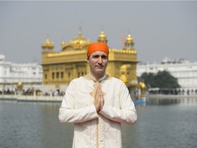 Prime Minister Justin Trudeau visits the Golden Temple in Amritsar, India on Wednesday, Feb. 21, 2018.