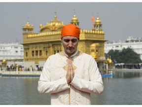 Prime Minister Justin Trudeau visits the Golden Temple in Amritsar, India on Wednesday, Feb. 21, 2018.