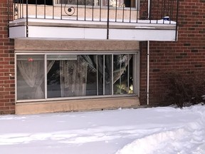 Fire broke out inside a basement suite of a west Edmonton apartment building near 100 Avenue and 155 Street on Friday, Feb. 9, 2018.