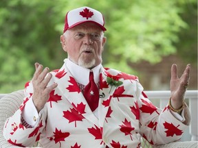 Don Cherry all decked out in Canada's red and white on Canada Day (150) on Saturday July 1, 2017.
