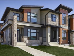 Kimberley Homes won the Builder of the Year – Small Builder award at the CHBA–ER Awards of Excellence in Housing on the strength of homes like this one, the Essence, winner in the Best Multi-Family Townhouse/Duplex between $350,000-$400,000 category.