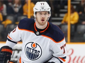 Oscar Klefbom of the Edmonton Oilers skates against the Nashville Predators at Bridgestone Arena on Jan. 9, 2018.