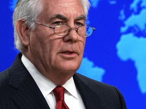 WASHINGTON, DC - MARCH 13: Outgoing U.S. Secretary of State Rex Tillerson makes a statement on his departure from the State Department March 13, 2018 at the State Department in Washington, DC. President Donald Trump has nominated CIA Director Mike Pompeo to replace Tillerson to be the next Secretary of State.