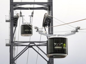 The France's first urban cable car is pictured during its inauguration in Brest, western Fance, on November 19, 2016. FRED TANNEAU/AFP/Getty Images