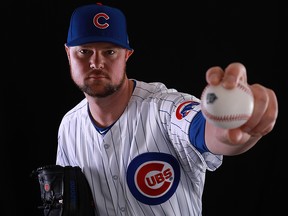 Jon Lester of the Chicago Cubs poses during Photo Day on February 20, 2018 in Mesa, Arizona. (Gregory Shamus/Getty Images)