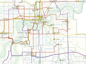 A screen capture of the draft bus network released this month by the City of Edmonton.