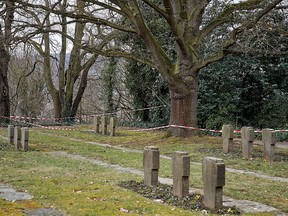 The main cemetery of Koblenz photographed on Thursday, March 29, 2018. (Sascha Ditscher/dpa via AP)