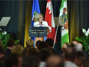 Premier Rachel Notley speaks to the Sherwood Park and District Chamber of Commerce on Tuesday, April 24, 2018.