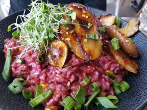 The Moth Cafe's risotto takes its colour from taro root, but the secret of its success is a subtle coconut cream.  GRAHAM HICKS/EDMONTON SUN Photos