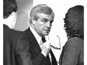 Alberta premier Peter Lougheed at a meeting in Edmonton in 1982. EDMONTON SUN QMI AGENCY