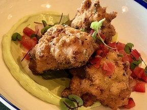 Spicy halibut and corn fritters. Paul Shufelt/Edmonton Sun