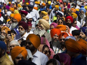 Thousands attend the Sikh Parade through Mill Woods, in Edmonton Sunday May 20, 2018.