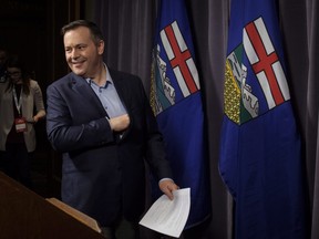 Jason Kenney arrives at the closing press conference following his first convention as leader of the United Conservative Party in Red Deer, Alta., Sunday, May 6, 2018.THE CANADIAN PRESS/Jeff McIntosh ORG XMIT: JMC101